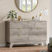 7 Drawer Fluted Dresser for Bedroom, Mid Century Modern Wooden Dresser with 7 Drawers, Dressers & Chests of Drawers with Metal Handle, TV Stand & Storage Organizer for Entryway, Hallway, Grey