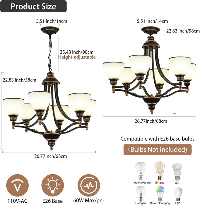 Oil Rubbed Bronze Farmhouse Chandelier Frosted Glass