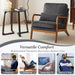Corduroy Upholstered Accent Chair Dark Grey Lumbar