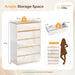 5 Drawer Dresser for Bedroom, 45" H Tall Dresser Chest of Drawers, High Gloss Wood Modern Storage Cabinet with Brown Top