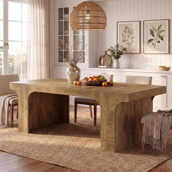 70.9Inches PremiumHandcrafted Wood Dining Table Arched Legs