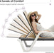 Lounge Chair Outdoor Set of 2 W/Armrest & 1 Table, Khaki