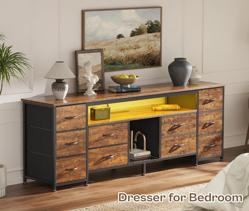 Rustic Brown SixtyThreeInch Multifunctional LED TV Stand