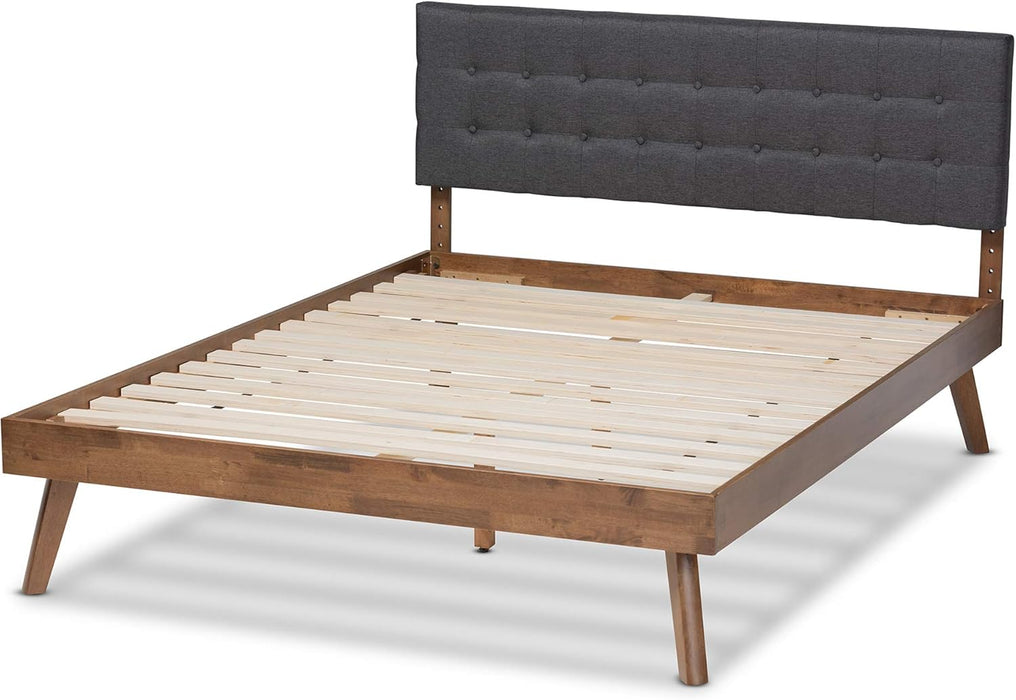 Beds (Platform), Queen, Dark Grey/Walnut