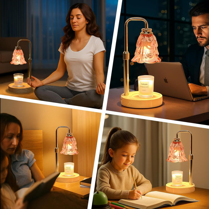 Candle Warmer Lamp with Timer Electric Adjustable Height Candle Warmer Dimmable Wax Warmer Lamp Jar Candles with 2 Bulbs for Home Decor & Office