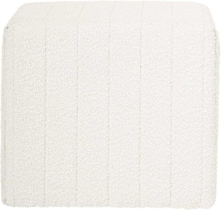 Modern Channel Tufted Ottoman Home Décor|Ottoman for Living Room & Bedroom - Cream Boucle