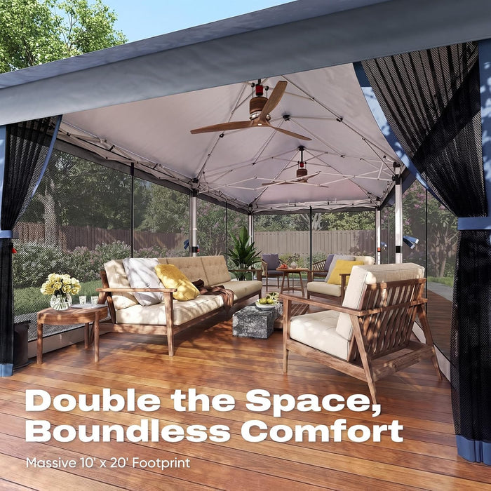 10X20 Pop up Gazebo Canopy Tent, One Person Set up Portable Instant Folding Shelter, Outdoor Canopy Tent with Extra Shade for Backyard, Patio, Party