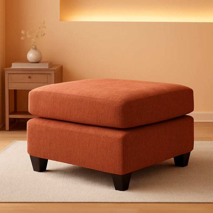 Aviemore Casual Square Oversized Accent Ottoman for Living Room, Orange