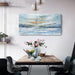 Abstract Wall Art for Living Room Large Framed Light Blue Canvas Print Coastal Theme Artwork Modern Ocean Skyline and Sunset & Sunrise in the Seaside Painting for Home Bedroom Décor 48X24Inch