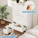 White Five Drawer Tall Wooden Contemporary Dresser