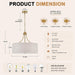 21.8" Large Drum Chandelier, 6-Light Gold Linen Light Fixture