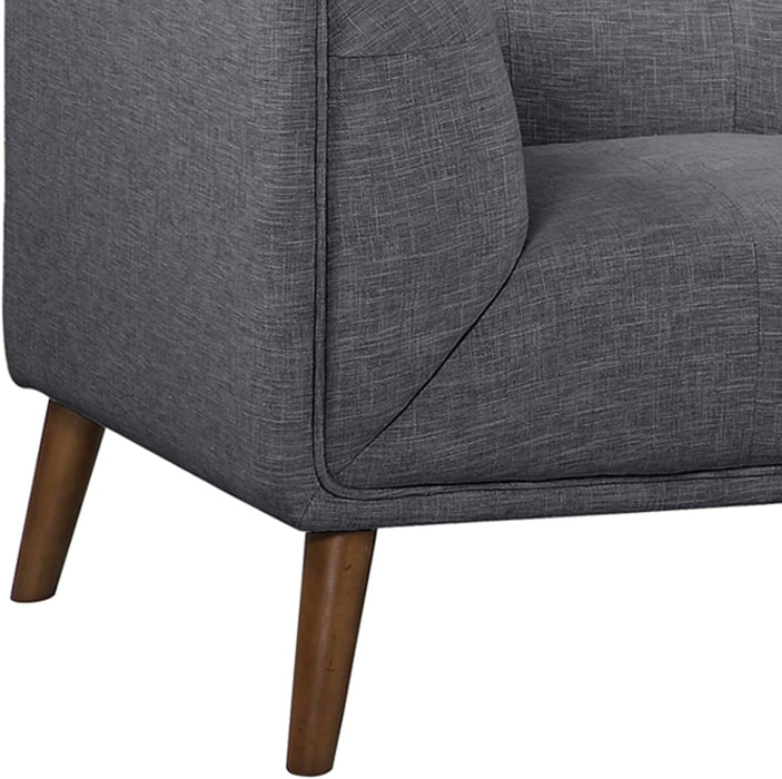 Dark Grey Linen Sofa: Walnut Wood Legs, Modern Style