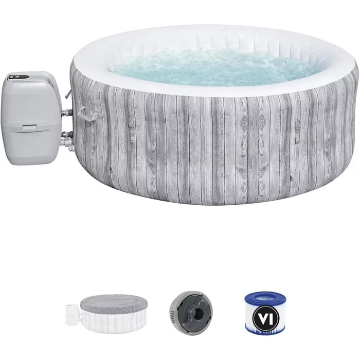 Outdoor Hot Tub with 120 Airjets and Energysense Cover, Portable Outdoor Spa, Large round 2 to 4 Person Inflatable Hot Tub