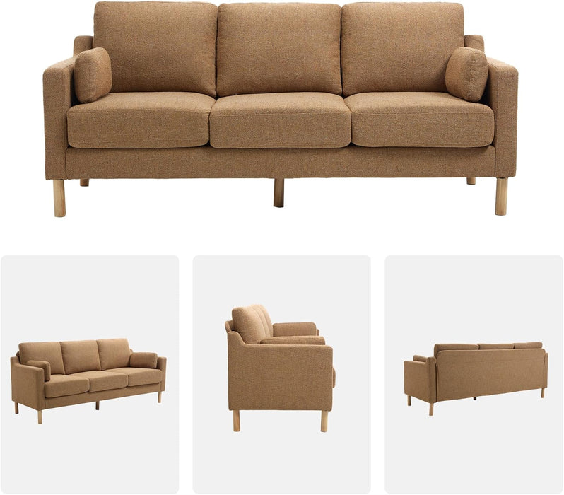 Ginger LinenFabric 83.5 Inches DeepSeat Upholstered Sofa
