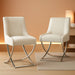 Kitchen Dining Chairs Set of 2,Accent Modern Upholstered Velevt,Contemporary Tufted Metal Chairs with X-Shaped Sliver Legs for Dining Room,Living Room, Reception Room(Beige)