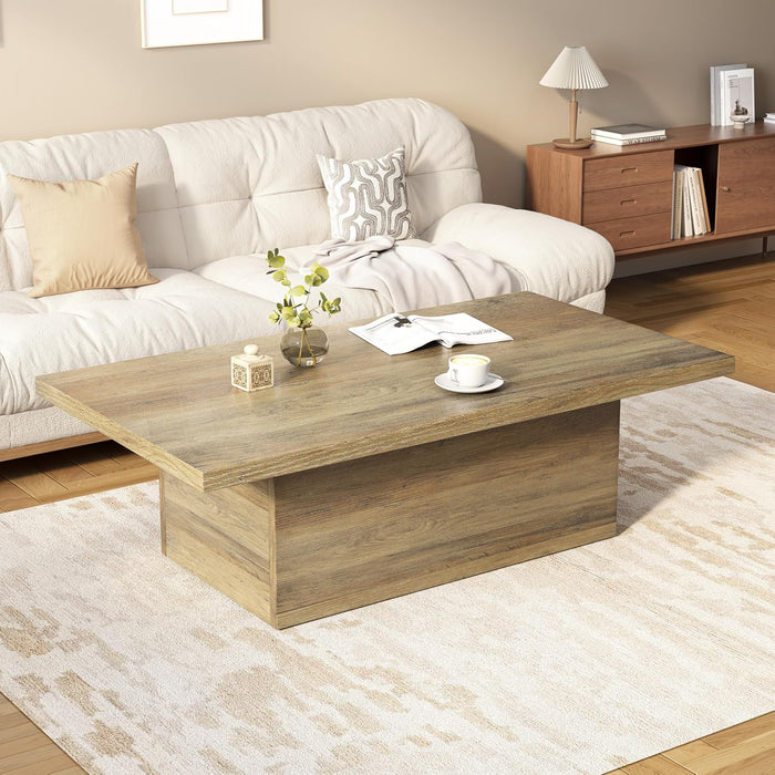 Farmhouse Coffee Table, 47.25" Modern Center Tables Wood Cocktail Table, Scratch-Resistant Accent Table with Sturdy Frame for Living Room, Home Office & Lounge