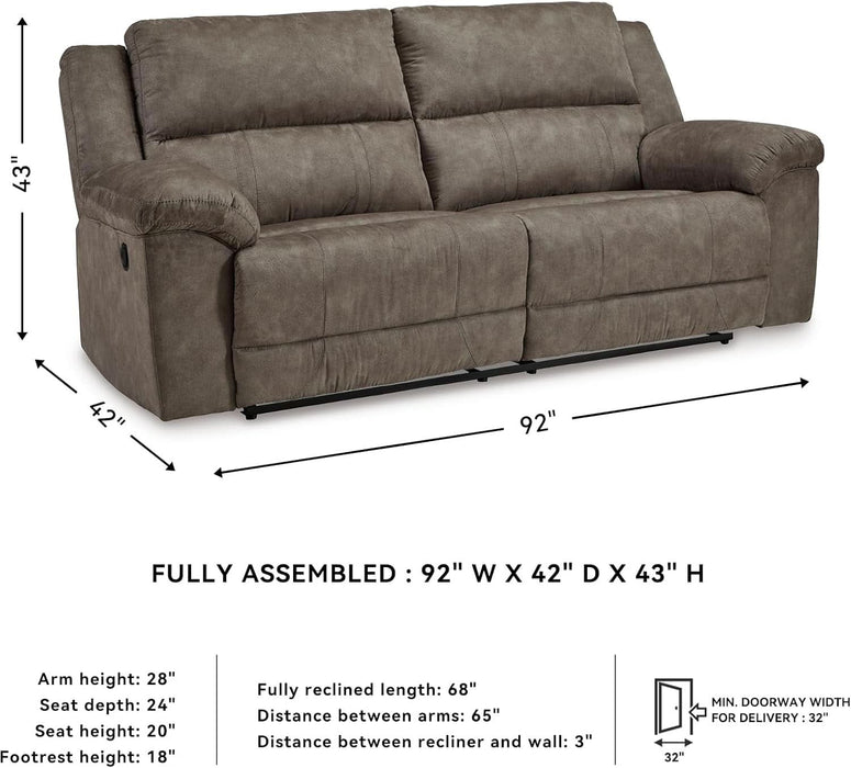Laresview Contemporary Faux Leather Manual 2 Seat Reclining Sofa, Gray
