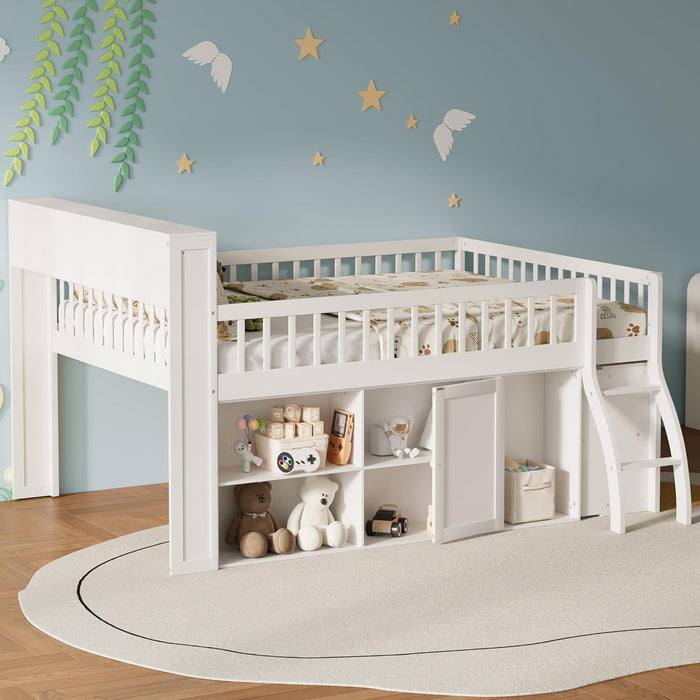 Queen Size Loft Bed Integrated LEDLighting Headboard