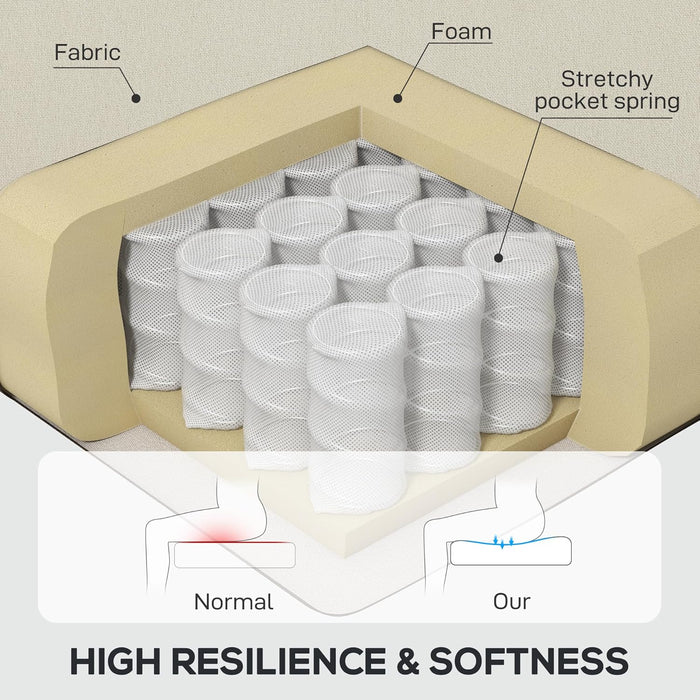 Mid-Century Modern Accent Chair, High Wingback Reading Chair, Button-Tufted Upholstered Fabric Armchair with Retro Wood Legs for Apartment, Living Room, Bedroom, Cream White