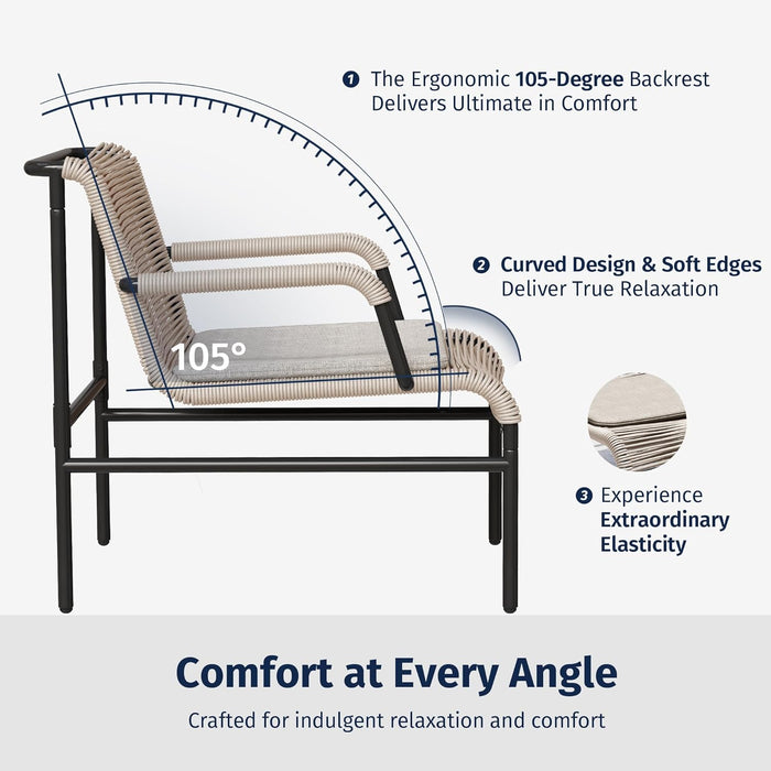 4 Piece Patio Furniture Set, Outdoor Furniture with PE Wicker Rattan Chairs and Coffee Table, Modern Patio Conversation Set with Soft Pad for Garden, Backyard and Porch, Apricot