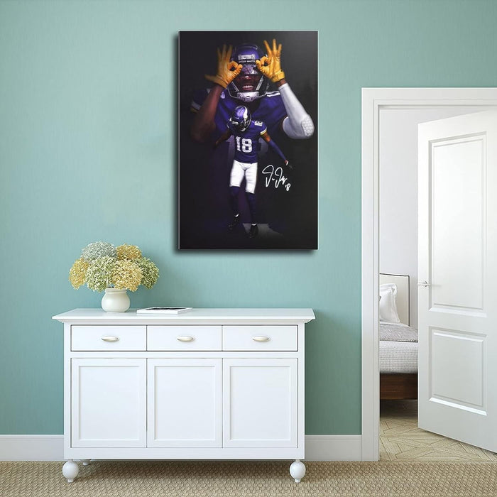 Sports Poster Justin Jefferson Canvas Poster Wall Art Decor Print Picture Paintings for Living Room Bedroom Decoration Unframe: 12X18Inch(30X45Cm)