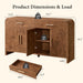 59" Sideboard Buffet Cabinet with Storage, 4 Doors Cabinet, Dark Burl