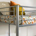 Silver Metal Twin over Loft Bunk Bed Twin Size Bedframe with Ladder