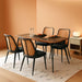 Modern Kitchen Dining Table Set for 4, 5 Pieces Wooden Breakfast Dining Table Set with 4 Upholsetered Boucle Dining Chairs Rattan Backrest,Metal Legs for Dining Room,Living Room
