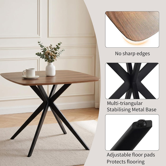 Small Dining Table for 2, Walnut Small Kitchen Table | 34.64" Brown Dining Table for 2, Space-Saving Kitchen & Dining Room Table for Apartments, Coffee, Breakfast