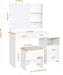 Makeup Vanity Desk with Mirror and 10 LED Lights, White Vanity with Power Outlet, 5 Drawers & Shelves, 3 Light Modes, Dressing Table with Stool for Bedroom UBDT58W