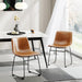Dining Chairs Set of 2, 18In PU Leather Kitchen Chair with Metal Leg, Brown