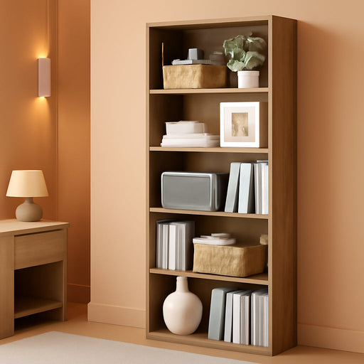 Bookshelf, 23.6 Inches Wide, 5-Tier Open Bookcase with Adjustable Storage Shelves, Floor Standing Unit, Camel Brown ULBC165T50