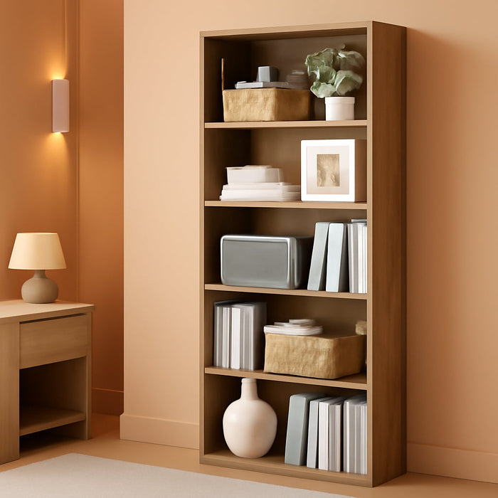 Bookshelf, 23.6 Inches Wide, 5-Tier Open Bookcase with Adjustable Storage Shelves, Floor Standing Unit, Camel Brown ULBC165T50