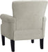Modern Accent Living Room Chairs, Comfy Polyester Upholstered Club Chair with Rivet Tufted Scroll Arm, Tufted Arm Chair for Living Room, Reading Room, Bedroom,Cream+Polyester