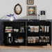 Buffet Cabinet Mirror with Storage Black Sideboard with Storage Coffee Bar with Lights & Charging Station Kitchen LED 57.87'' Buffet Cabinet with Mirror Doors for Bedroom, Living Room