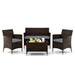 4 Pieces Comfortable Mix Brown Outdoor Rattan Sofa Set with Glass Coffee Table