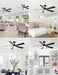52 Inch Ceiling Fan with Lights and Remote, Downrod Mount, Sloped Ceiling Compatible up to 15°, Quiet Reversible DC Motor, 3CCT Dimmable LED, Black Ceiling Fan for Bedroom Living Room