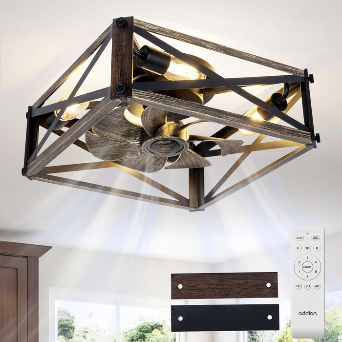 16-Inch Square Caged Ceiling-Mount Fan With Remote