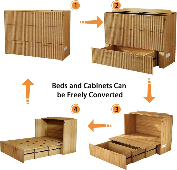 Fullsize Oak MurphyBed Cabinet With Integrated Charging