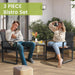 3 Piece Wicker Patio Bistro Set, Rattan Conversation Set with Coffee Table, for Balcony, Porch, Garden, Yard, Poolside, Black Frame with Black Cushion