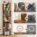 5 Tier Rotating Bookshelf Tower, 360° Display round Bookcase, Floor Standing Corner Revolving Bookshelf Organizer Storage Rack for Home Study Office, Walnut