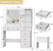 Vanity Desk with Mirror and Lights, Makeup Vanity Table Set with 5 Storage Drawers, Power Outlet & Chair, Small Dressing Table with RGB Ambient Light, Adjustable Brightness for Girls Bedroom, White