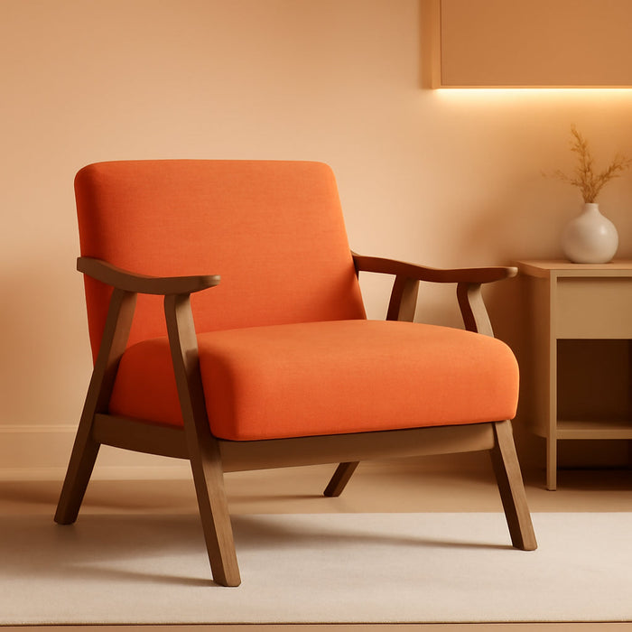 Orange Mid Century Modern Upholstered Accent Chair