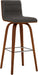 Vienna Mid-Century Modern 30" Bar Height Barstool Faux Leather Wood Finish, Grey/Walnut