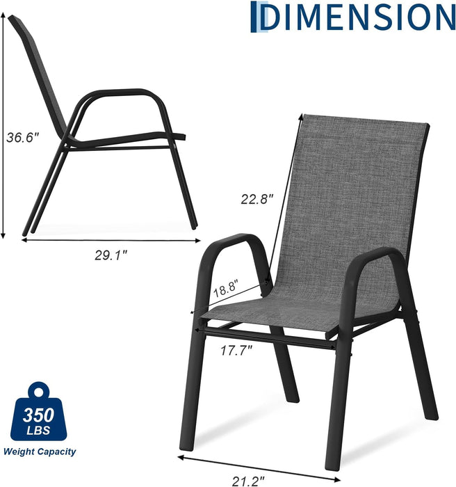 Patio Chairs Set of 4, Stackable Chairs with High Back for Backyard