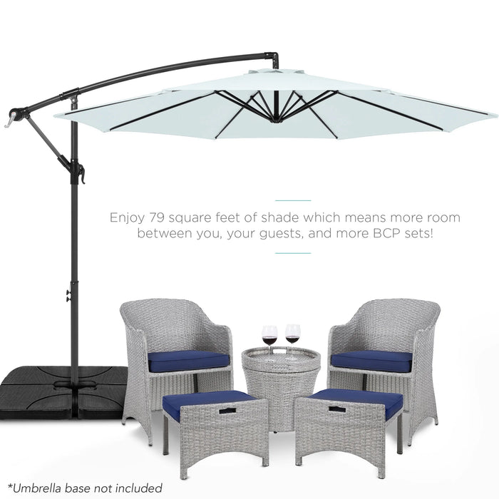 10Ft Offset Hanging Outdoor Market Patio Umbrella W/ Easy Tilt Adjustment - Baby Blue