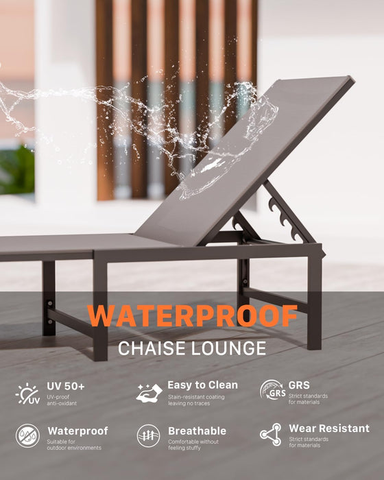 Aluminum Patio Chaise Lounge Chair Outdoor,Grey
