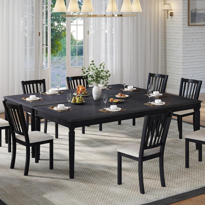 79" Farmhouse Solid Wood Dining Table with Roman Legs, Grey | Large Rectangular Tabletop, Roman Conical Legs, Solid Wood Construction, Seating for 6 to 8