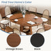 Extendable round Dining Table for 4-8, Modern Kitchen Oval Dinner Table with Storage Shelf, Wood Pedestal Table, Space Saving Modern Style, Brown