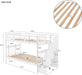 Twin over Twin Bunk Bed with Stairs, Solid Wood Bunk Bed Frame with Storage for Kids Teens Adults Bedroom Dorm - White